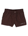 Brown shorts with 'Properly Tied' branding on a white background