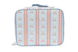 Lunchbox with a baseball pattern on a white background