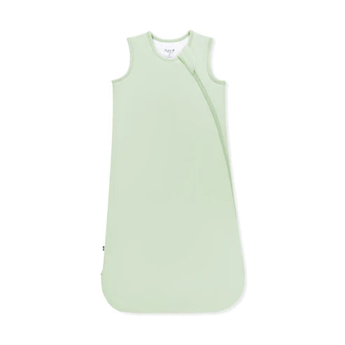 Light green baby sleeping bag on a white background