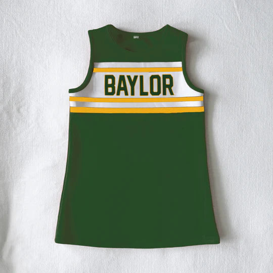 Green sleeveless top with 'Baylor' text on a white background