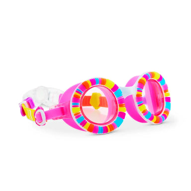 Colorful swim goggles on a white background