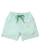 Light green shorts with a green drawstring on a white background