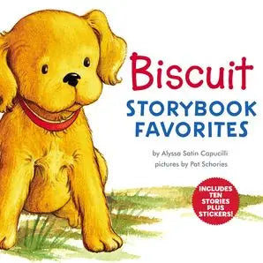 Book cover of 'Biscuit Storybook Favorites' with a yellow puppy and colorful text.