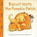 Book cover of 'Biscuit Visits the Pumpkin Patch' with a dog and cat inside a pumpkin.