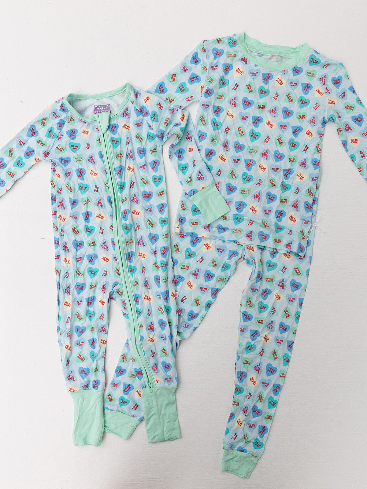 Zippered Romper - Blue Convo Hearts