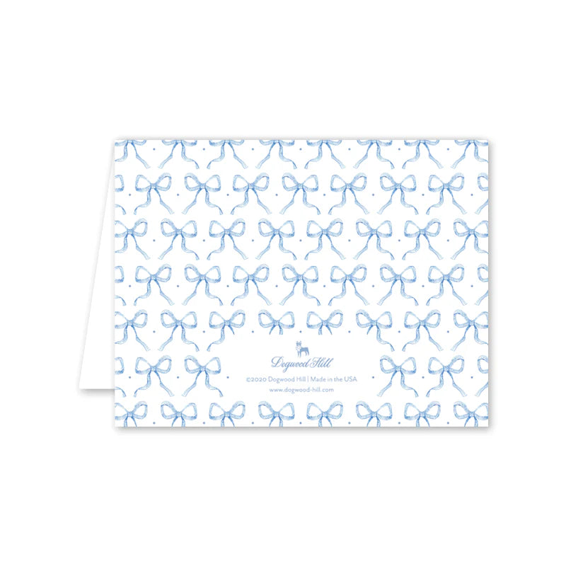 Baby Card - Blue Stripe Bow
