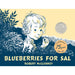 Book cover of 'Blueberries for Sal' by Robert McCloskey with a child illustration and decorative elements.