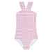 Pink and white checkered swimsuit on a white background