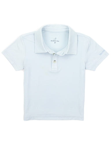Grey polo shirt on a white background