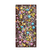 Chocolate bar with colorful candy pearls on a white background