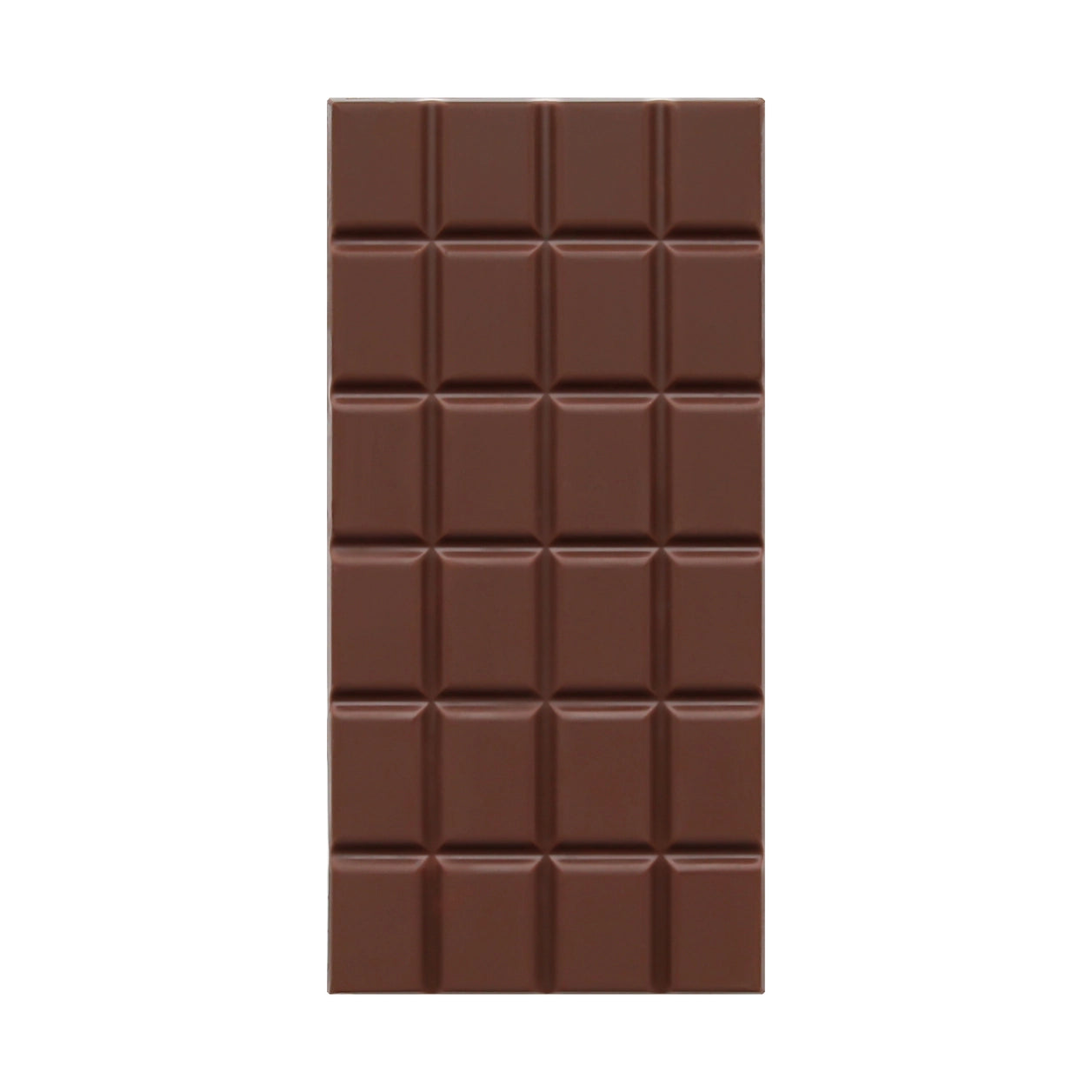 Chocolate bar with a grid of squares on a white background