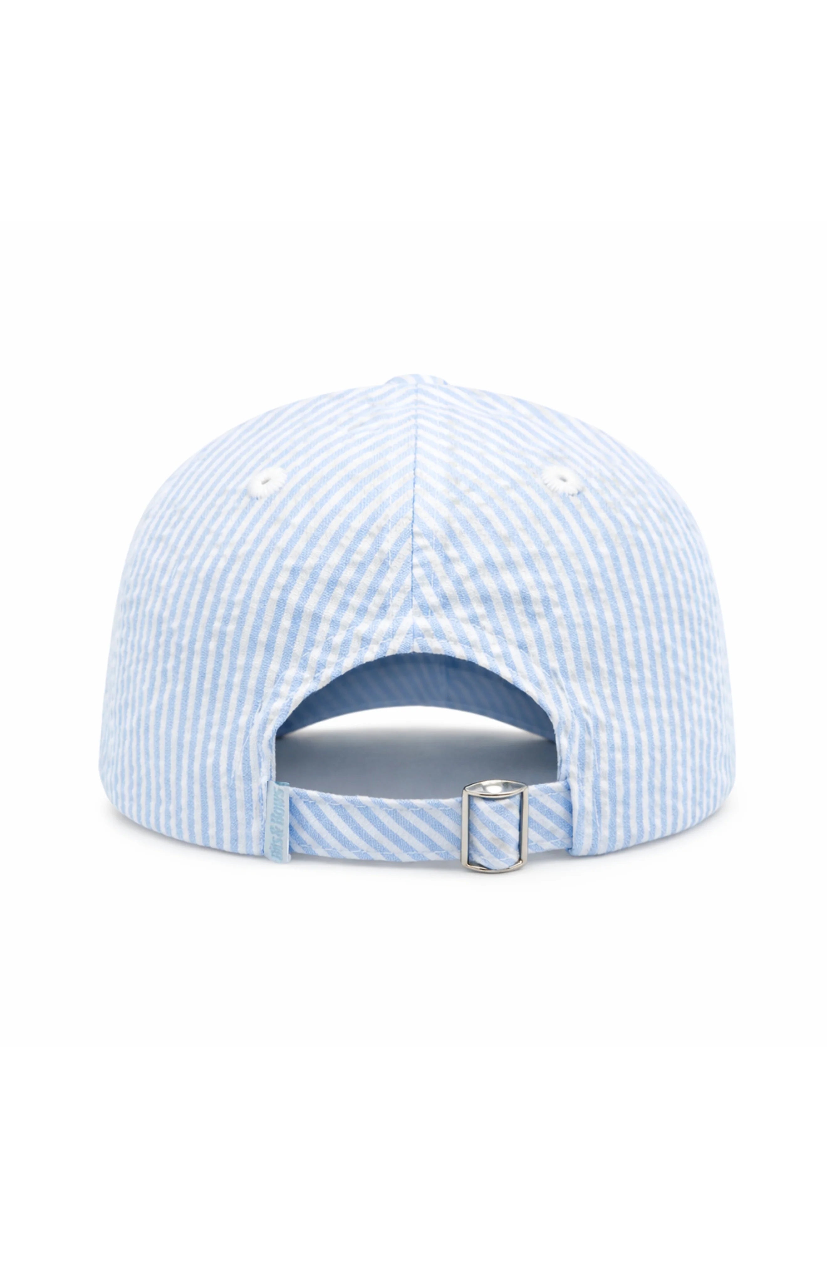 Light blue striped cap on a white background