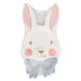 Cushion shaped like a rabbit with a bow tie on a white background
