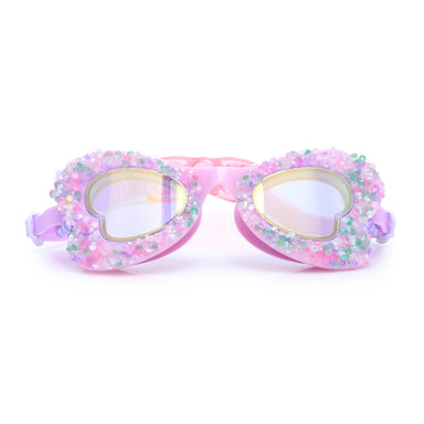 Pink sunglasses with decorative elements on a white background