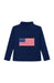 Navy long-sleeve shirt with American flag on a white background