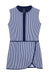 Blue and white striped dress on a white background