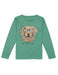 Green Properly Tied boys long sleeve tee featuring a playful dog wearing glasses graphic and logo on the front