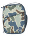 Camouflage-patterned bag with visible branding on a white background