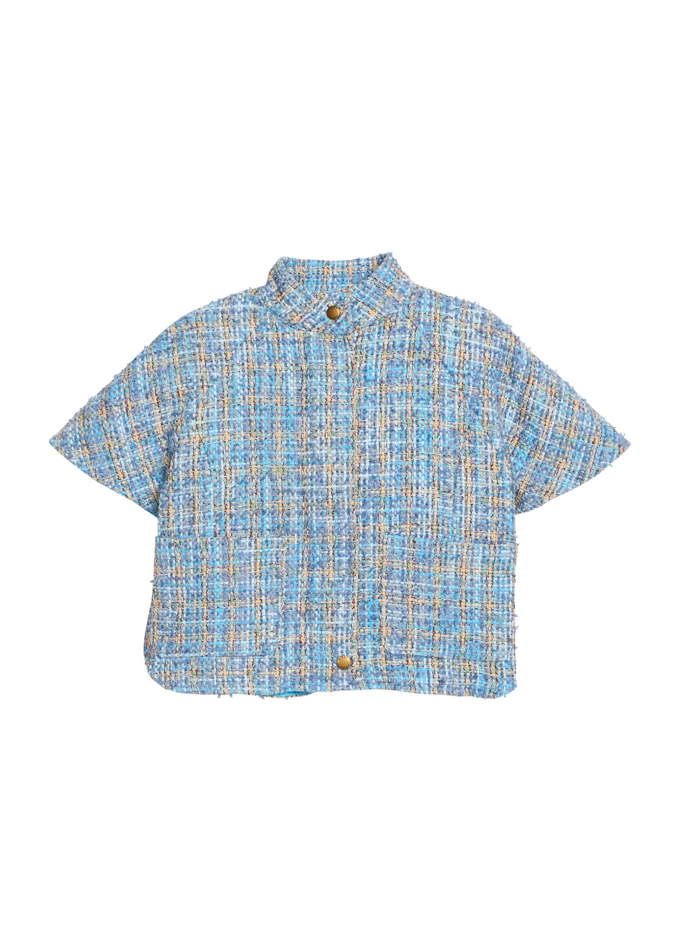 Blue tweed cape  on a white background.