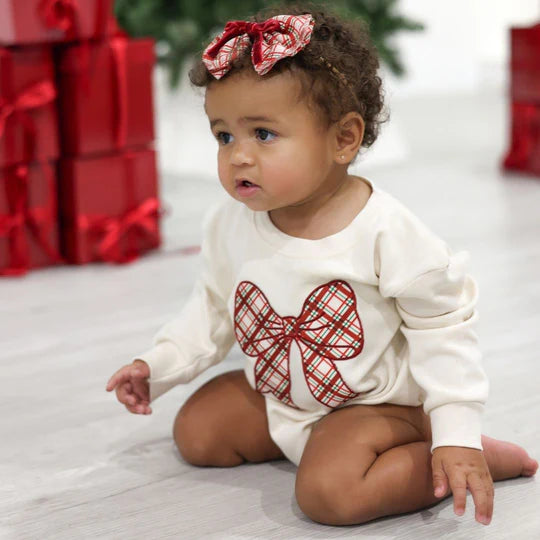 Romper - Christmas Plaid Bow Patch