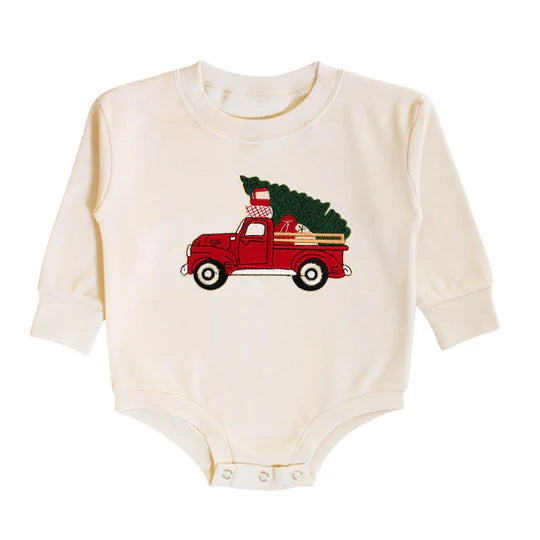 Romper - Christmas Truck Patch