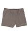 Brown shorts with 'Properly Tied' branding on a white background