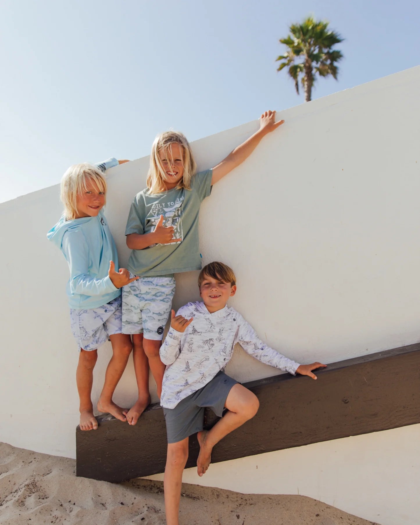 Classic boy boardshort with fish pattern