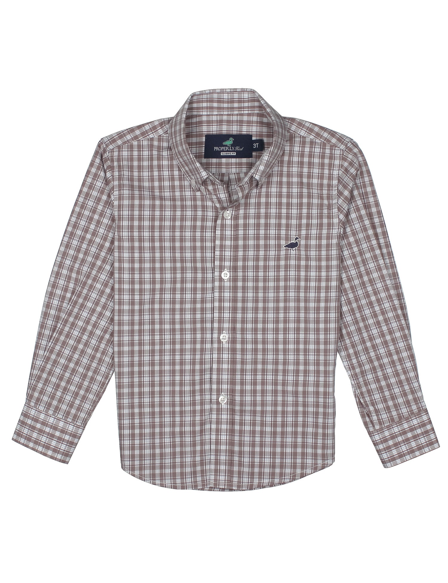 Checkered shirt with brand logo on a white background
