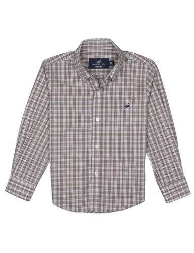 Checkered shirt with brand logo on a white background