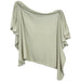 Light sage green draped fabric on a white background