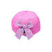 Pink cap with a checkered bow on a white background