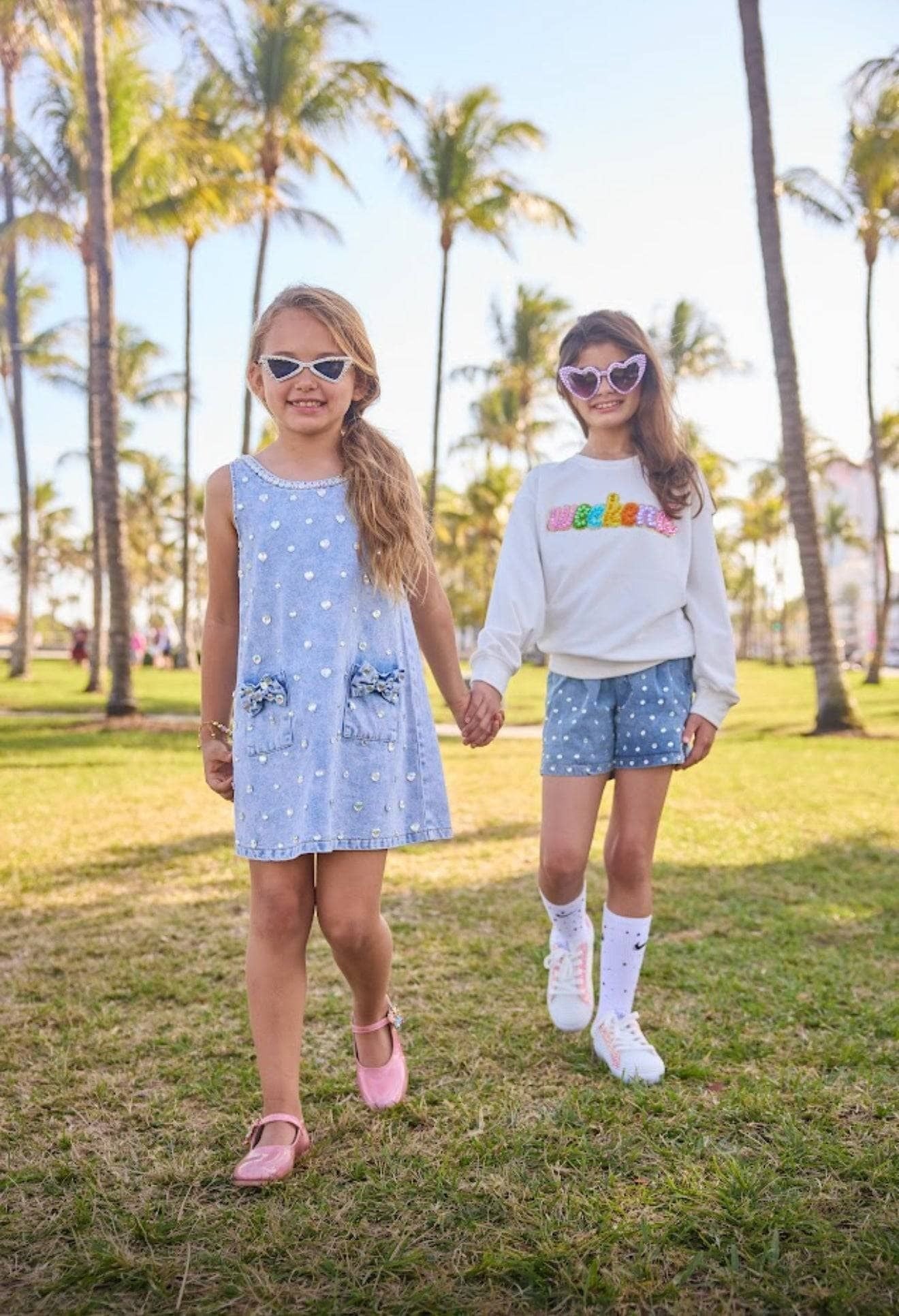 Dress - Crystal Heart Denim Bow