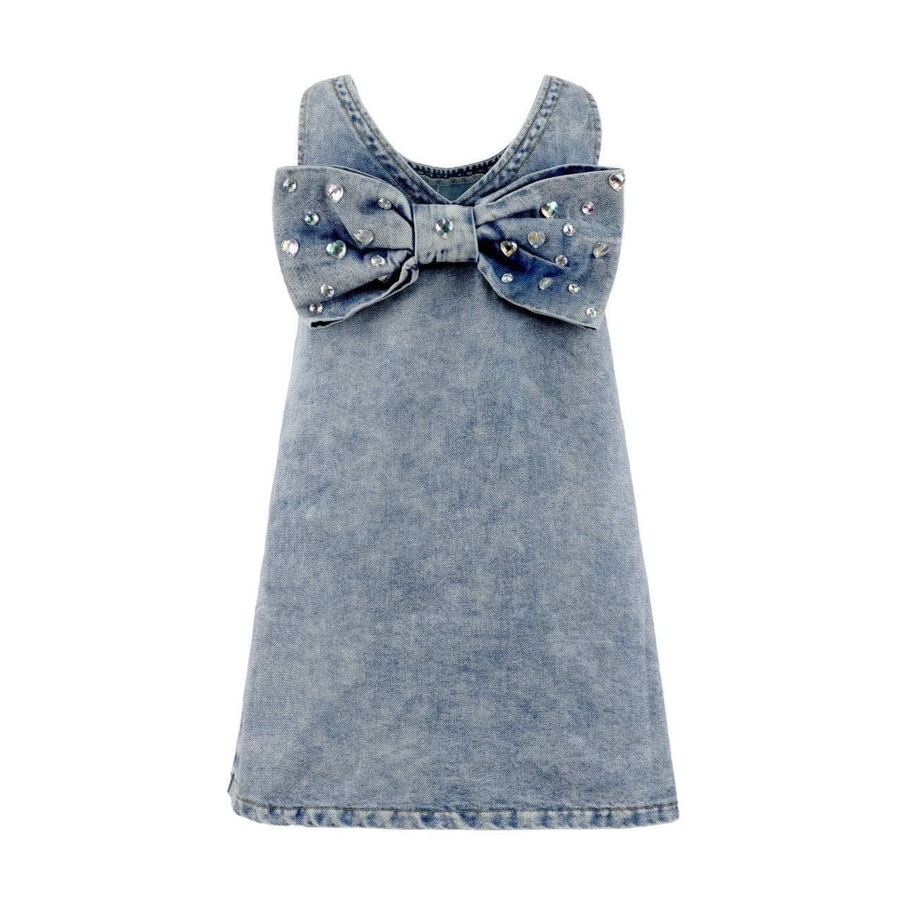 Dress - Crystal Heart Denim Bow