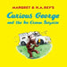 Book cover of 'Curious George and the Ice Cream Surprise' with a yellow background and cartoon illustration.