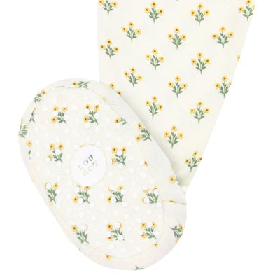 Floral-patterned fabric swatch on a white background