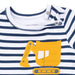 Navy and white striped shirt with yellow excavator design, featuring Angel Dear branding.