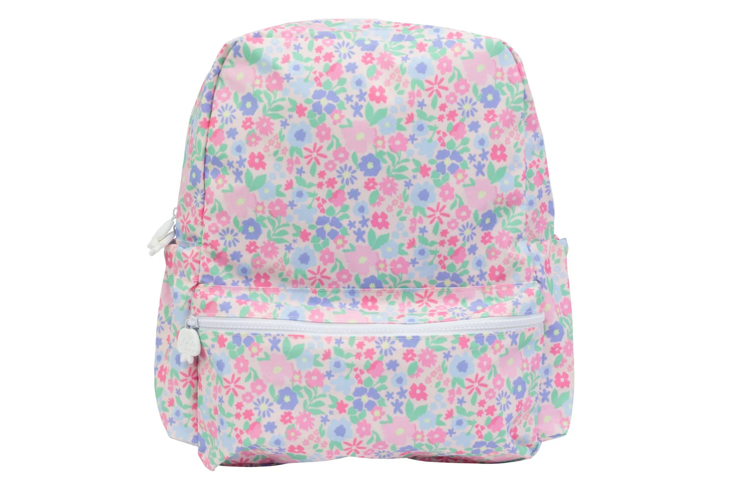 Floral patterned backpack on a white background