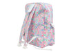 Floral-patterned backpack on a white background