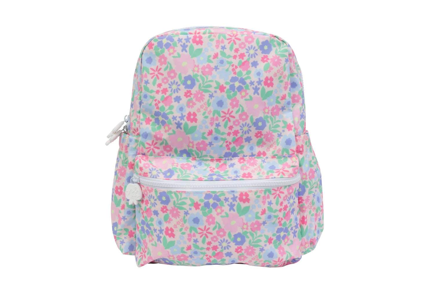 Floral patterned backpack on a white background
