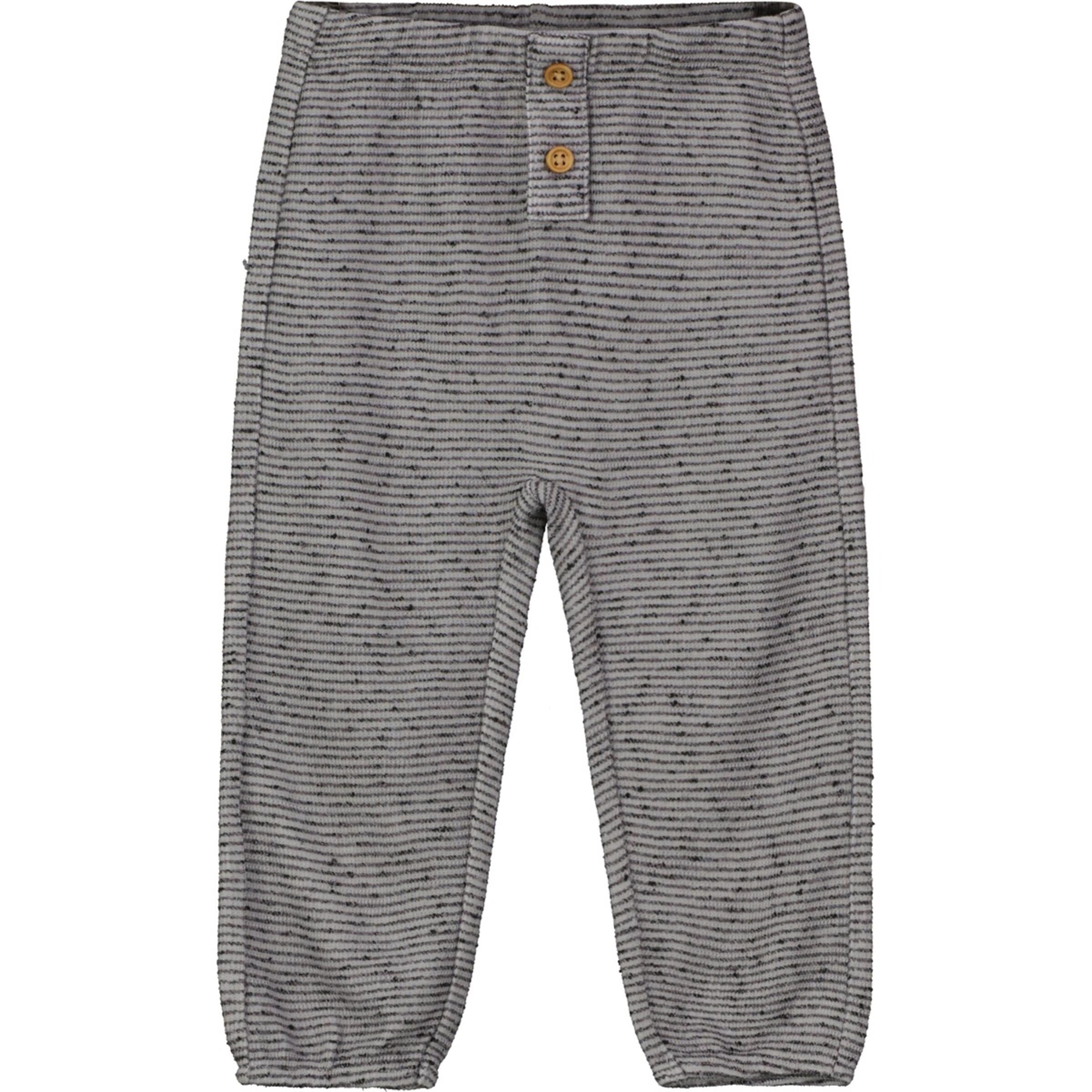 heathered gray jogger pants with two buttons