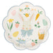 Decorative plate with a bunny design and Easter elements on a white background