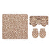 A baby accessory set featuring a square blanket, a matching bow headband, and a pair of mittens, all in a brown and white ditsy floral print on a solid white background.