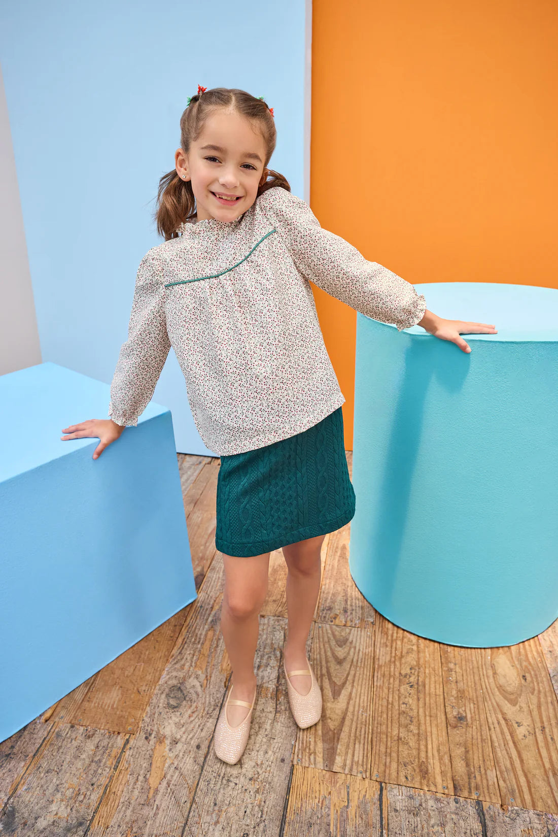 Quilted Mini Skirt - Emerald Cable