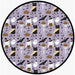 purple spooky cute pattern with ghosts, skeleteons, cats and bats 