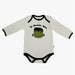 white long sleeve onesie with frankenstein graphic and "so frankin cute" 