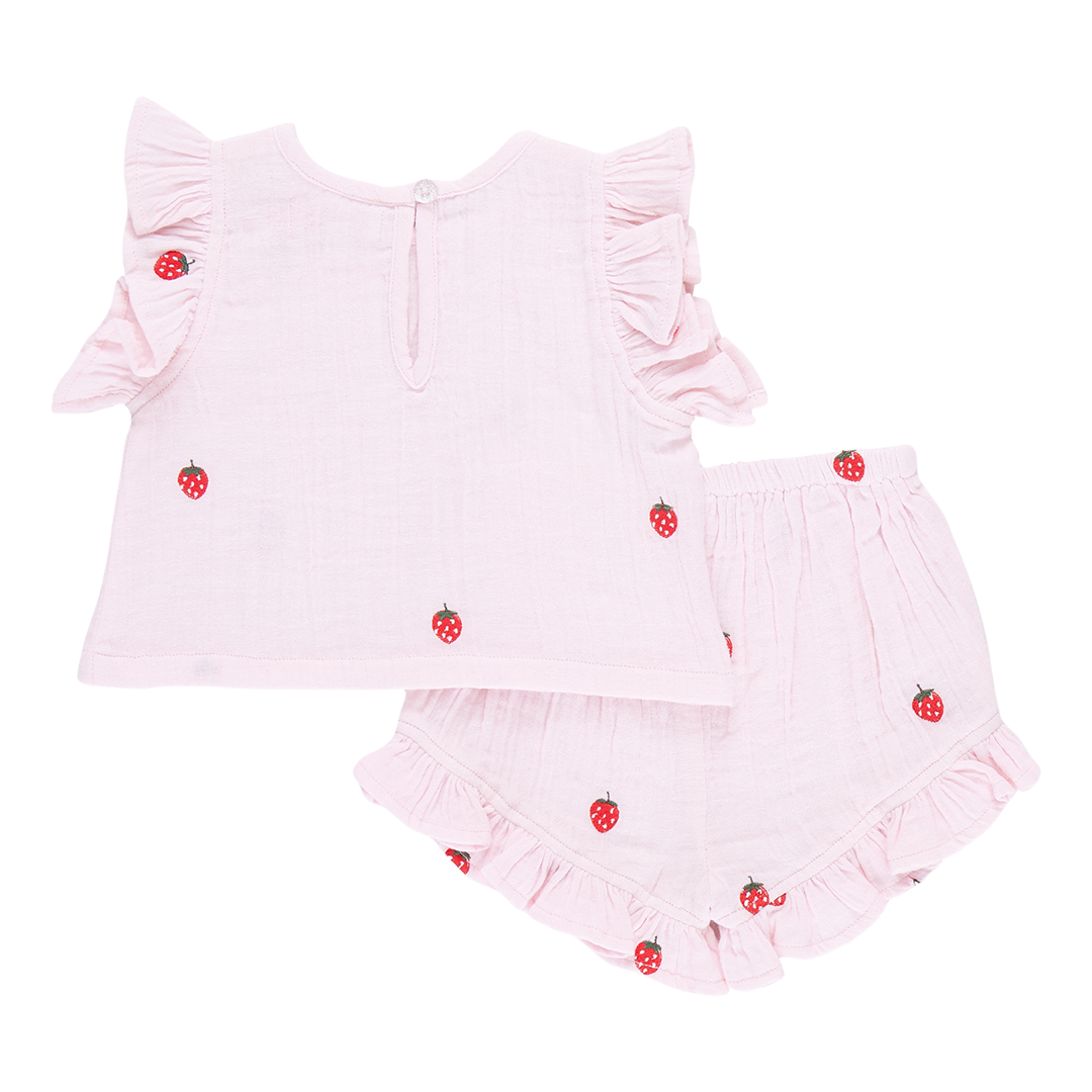 Roey 2-Piece Set - Strawberry Embroidery
