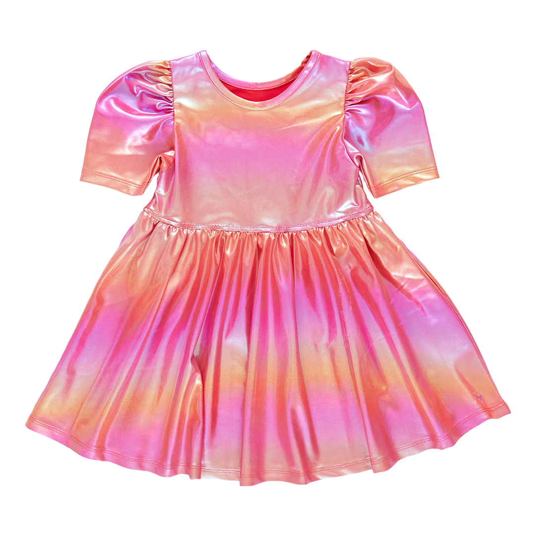 Laurie Dress - Rainbow Pink Lame