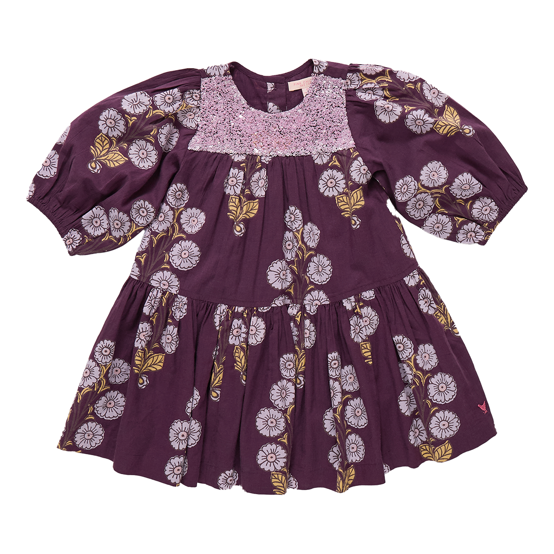 Fiona Dress - Plum Buttercup Floral