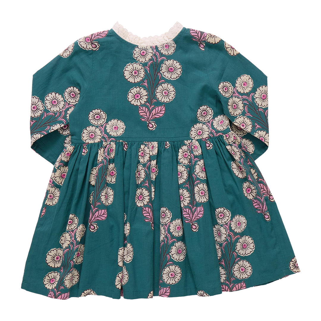 Autumn Dress - Evergreen Buttercup Floral