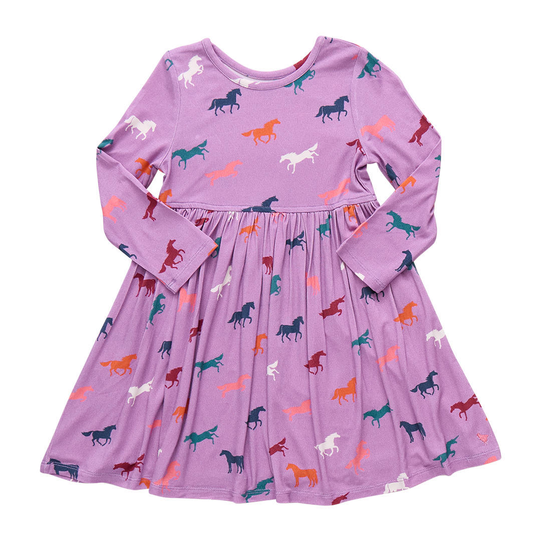 Steph Dress - Lavender Multi Horses